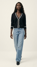 Contour Black Contrast Trim Cardigan