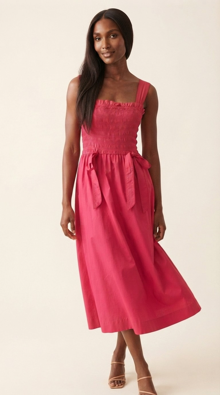 Ruban Bow Tie Midi Dress