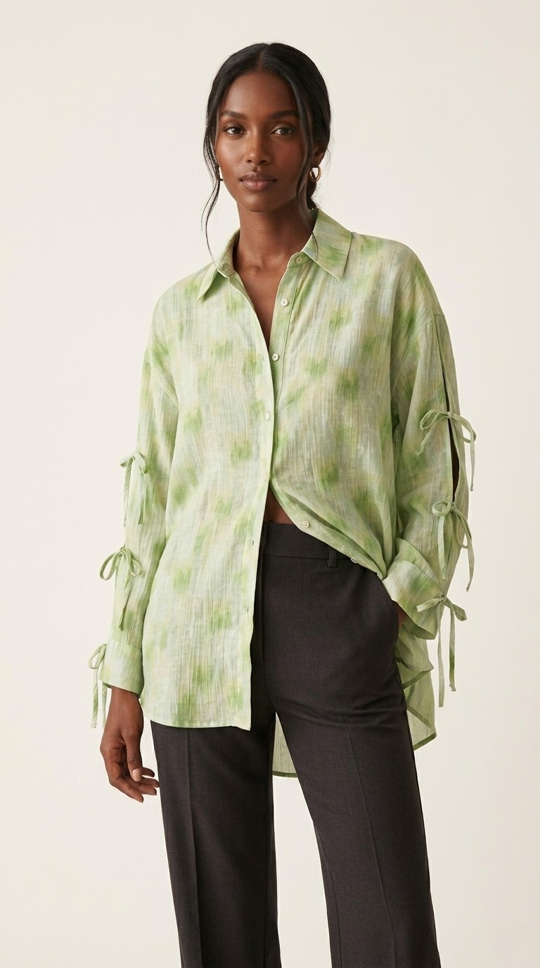 Aquarelle Tie Sleeve Blouse