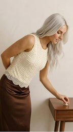 Nacre Beaded Scallop Blouse