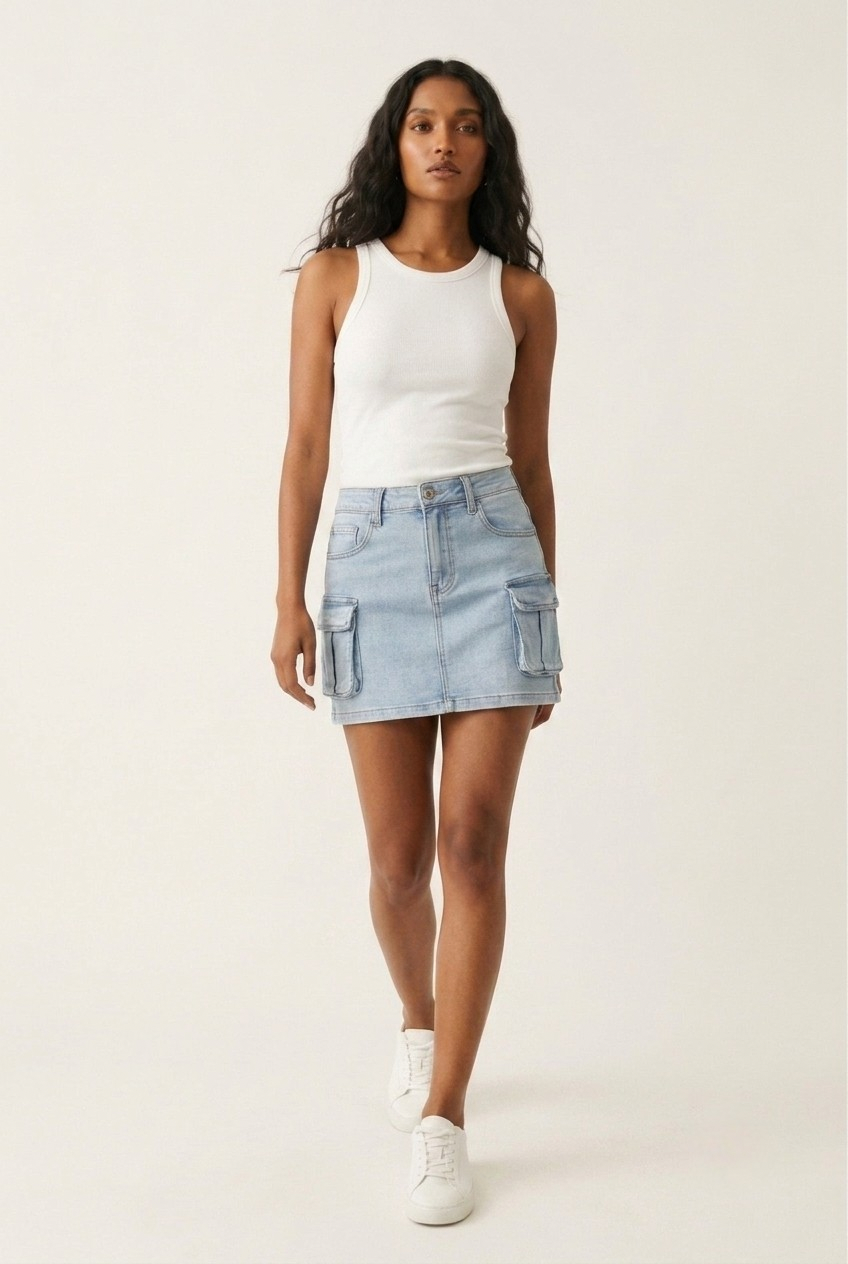 Cargue Denim Mini Skirt