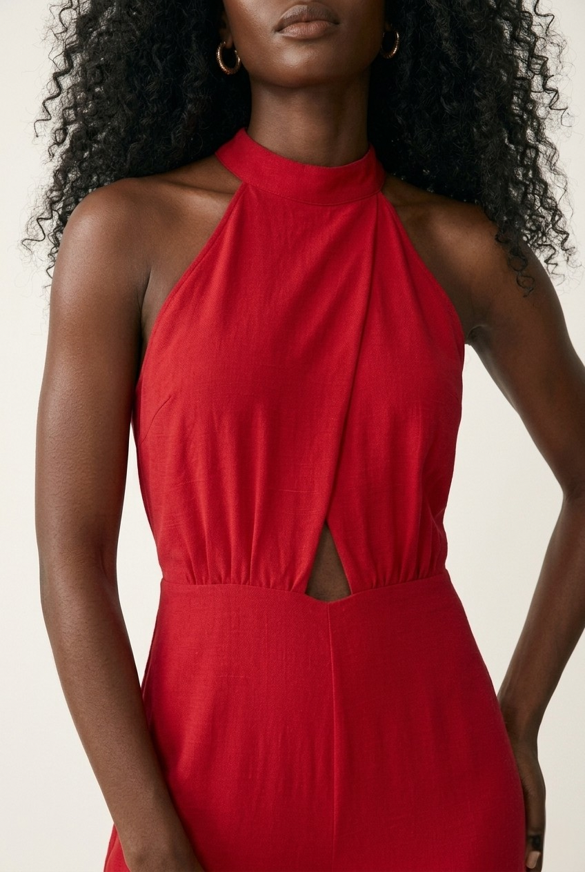 Croisé Halter Wide Leg Jumpsuit