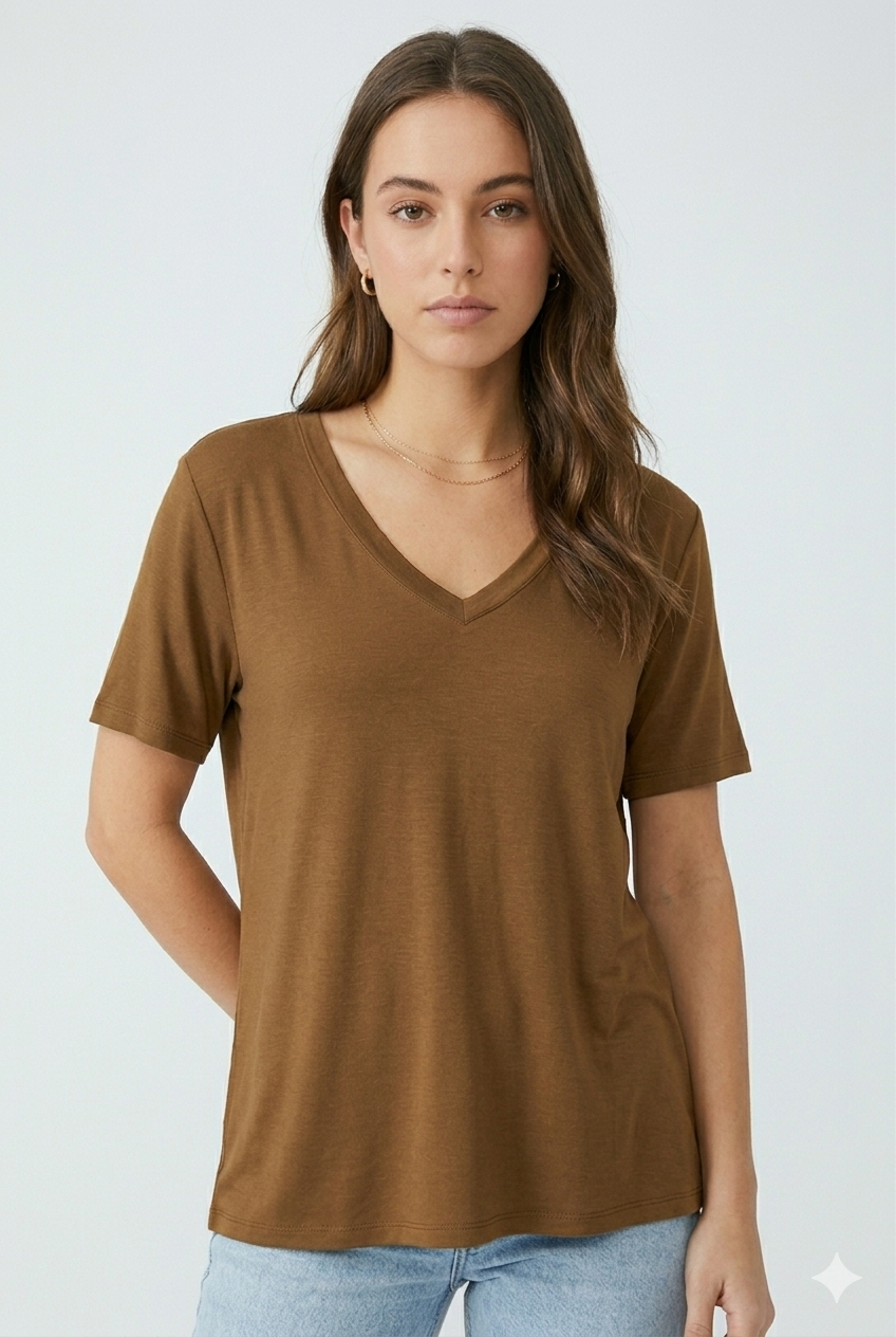 Velours V-Neck Viscose Tee