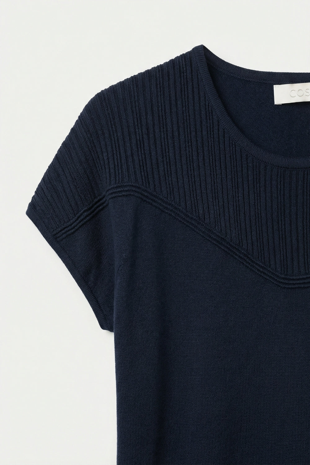 Nervuré Navy Cap Sleeve Knit Sweater