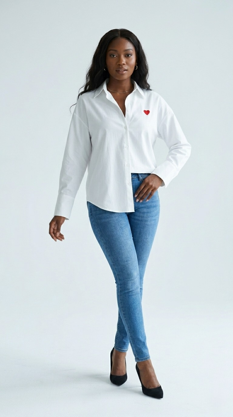 Cœur Embroidered Button Shirt