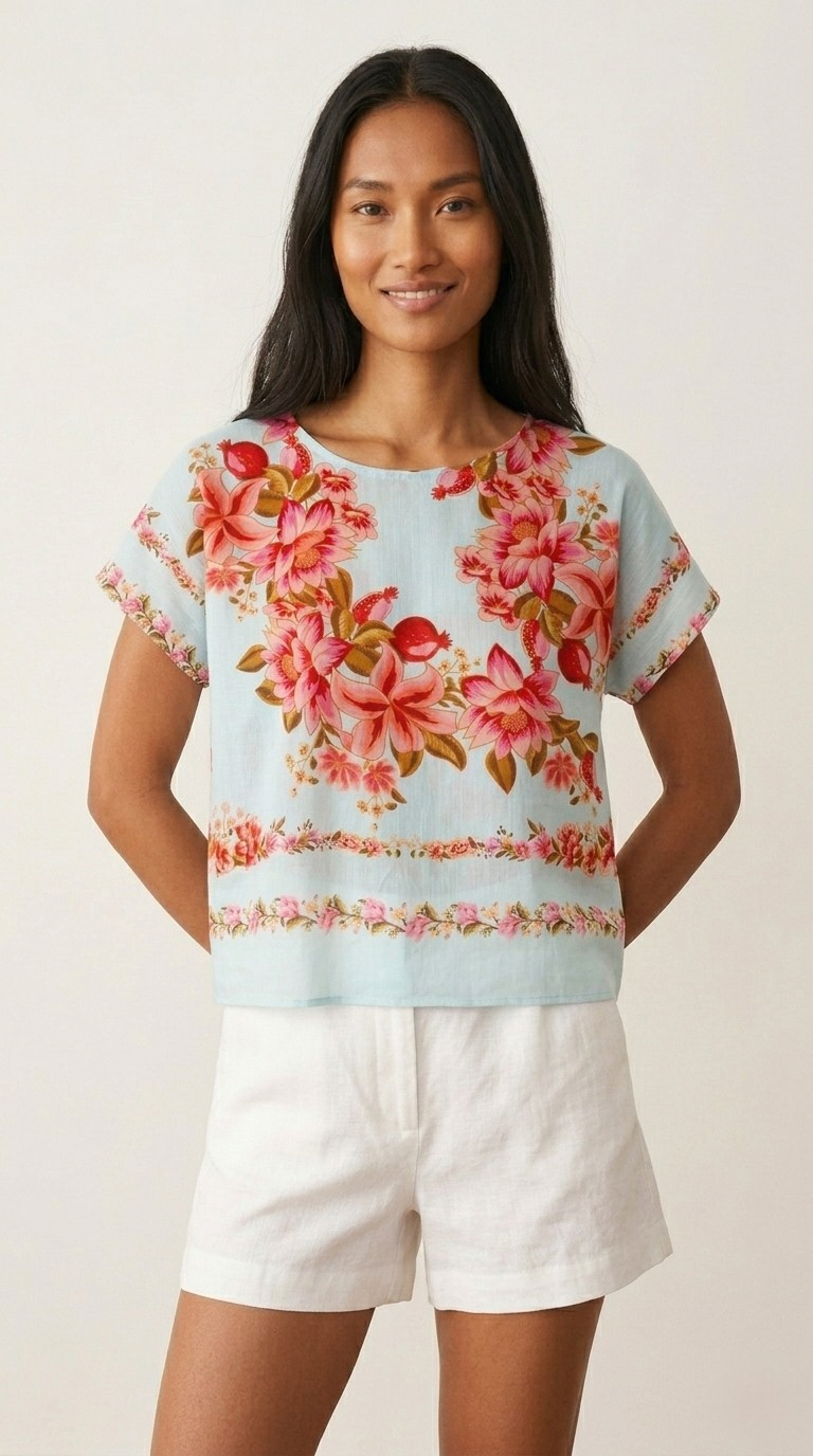 Pivoine Floral Boxy Crop Top