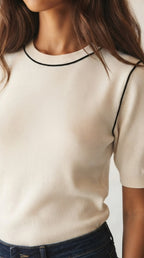 Nervuré Cap Sleeve Knit Sweater