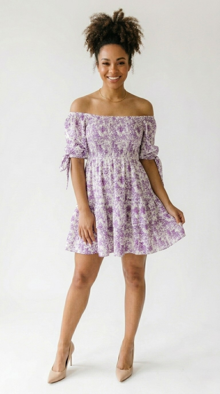 Lilas Floral Smocked Babydoll Dress