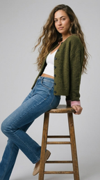 Contraste Fluffy Knit Cardigan