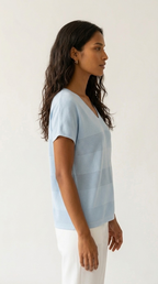 Onde Baby Blue Stripe Texture Knit Sweater