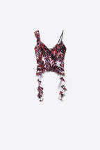 Féroce Asymmetric Ruffle Mesh Crop Top