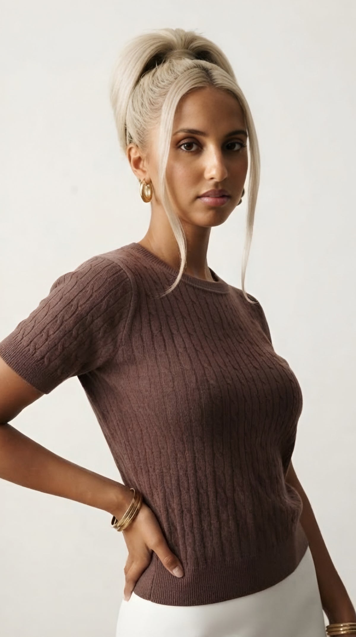 Câble Fine Knit Crew Neck
