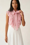 Rosette Polka Dot Ruffle Blouse
