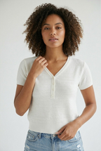 Bouton V-Neck Knit Sweater