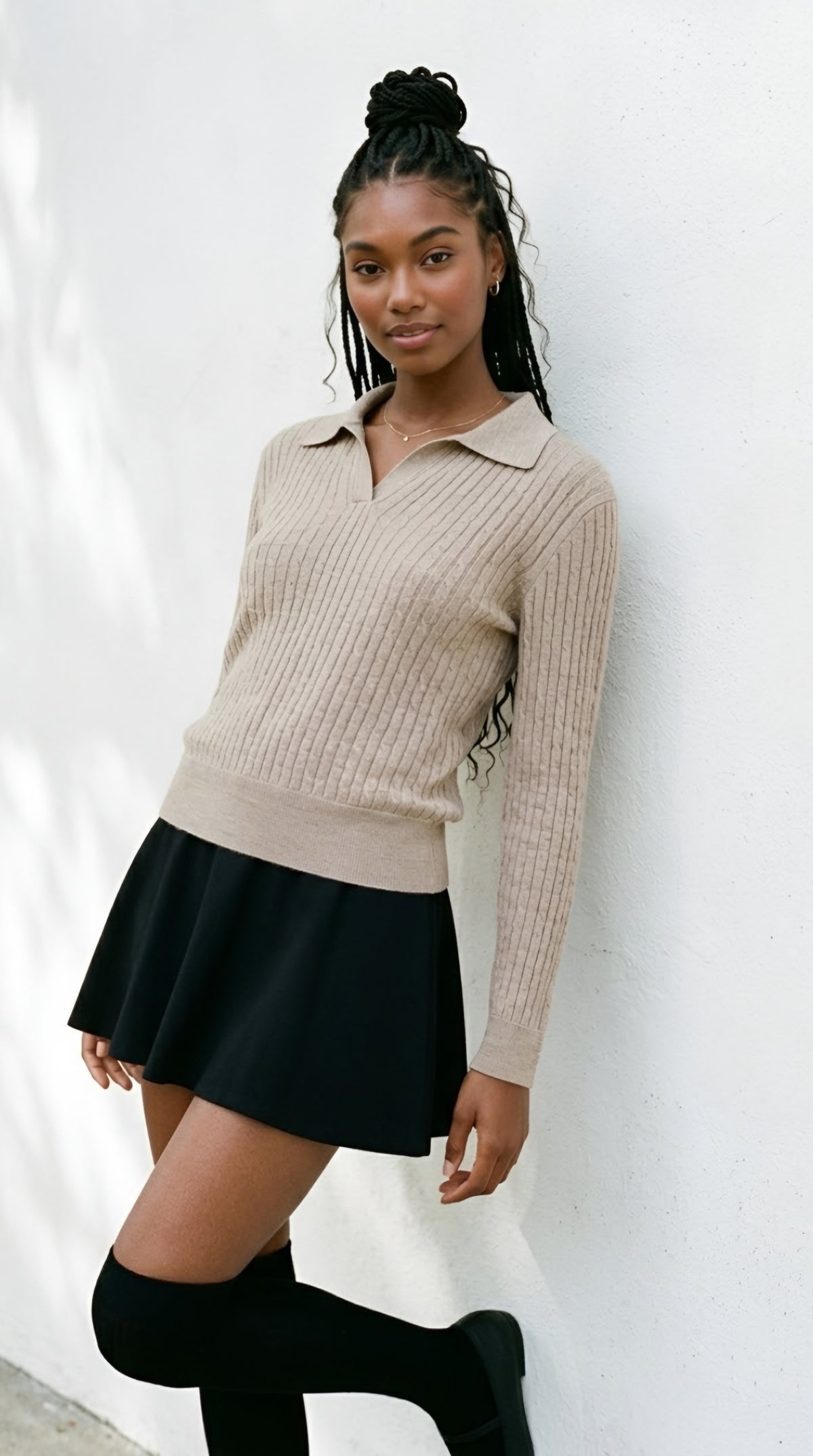Câble Polo Knit Sweater