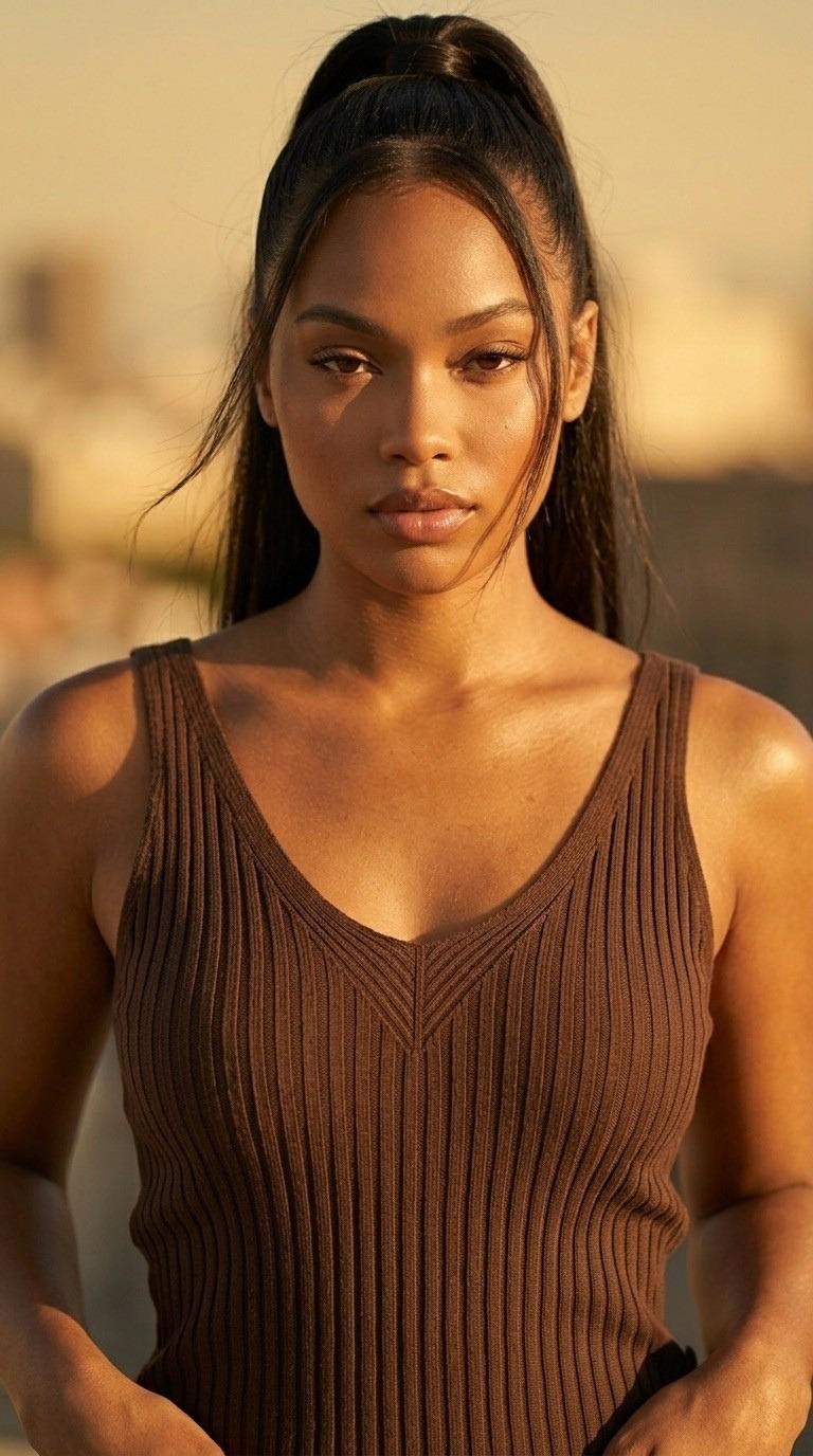 Nerveux Ribbed V-Neck Tank
