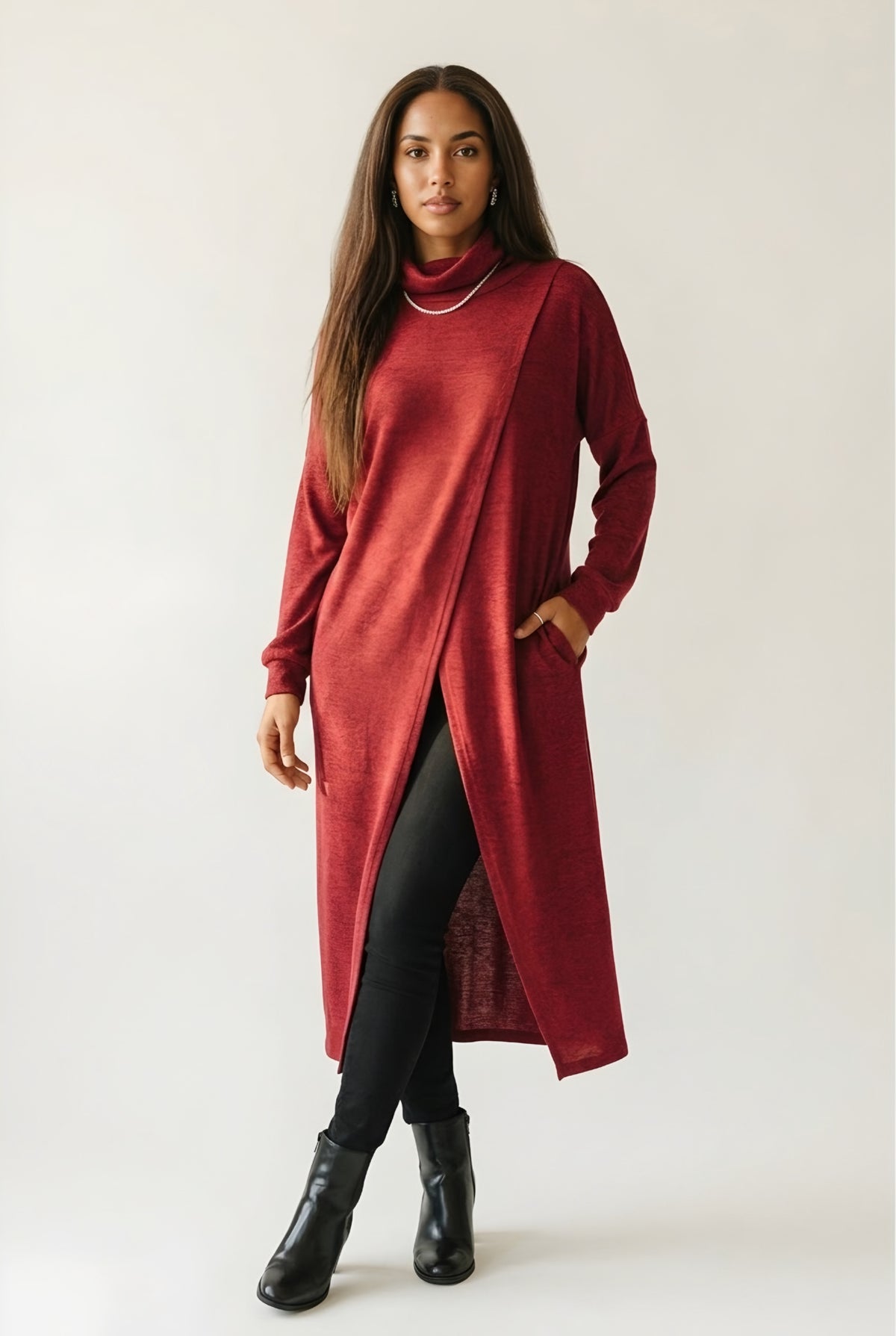 Cité Turtleneck Tunic — Bordeaux