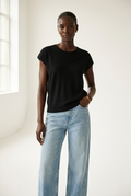 Nervuré Black Cap Sleeve Knit Sweater