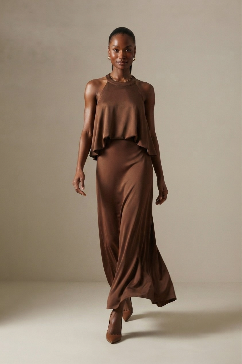 Sérénade Bow Back Halter Maxi Dress