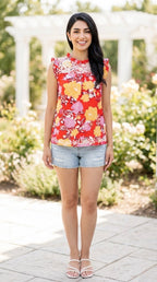 Jardinière Floral Ruffle Top