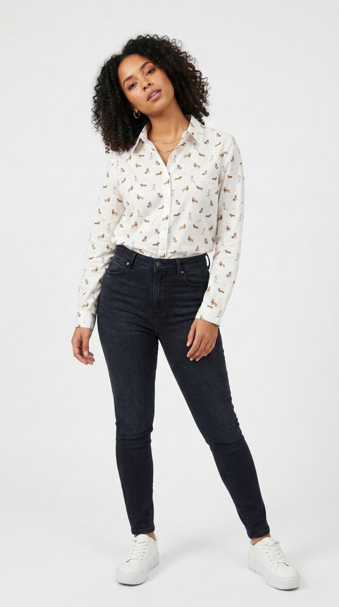 Caniche Dog Print Button Shirt