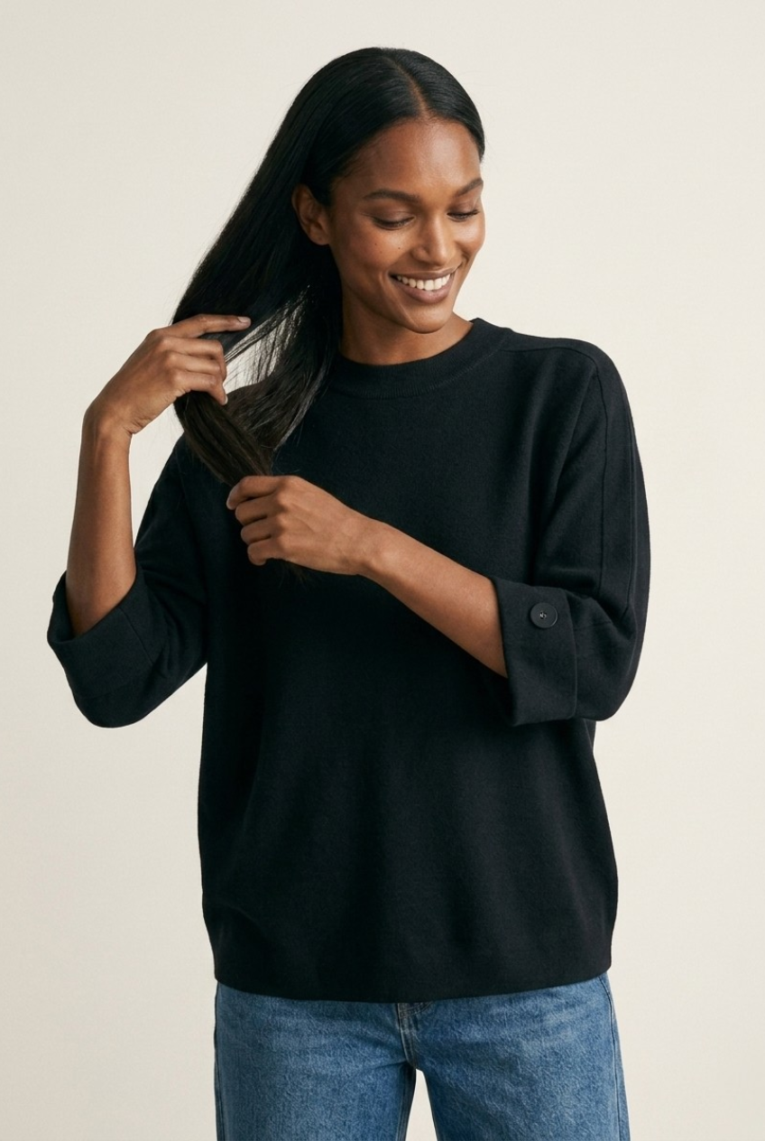 Nacelle Button Sleeve Knit Sweater
