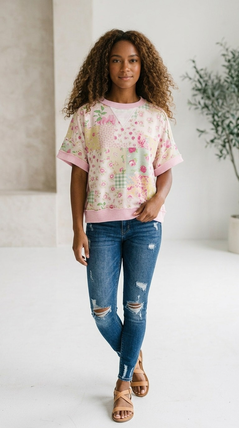 Brio Patchwork Relaxed Tee