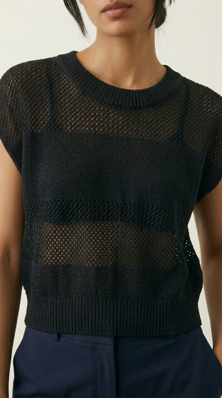 Treillis Cap Sleeve Sweater
