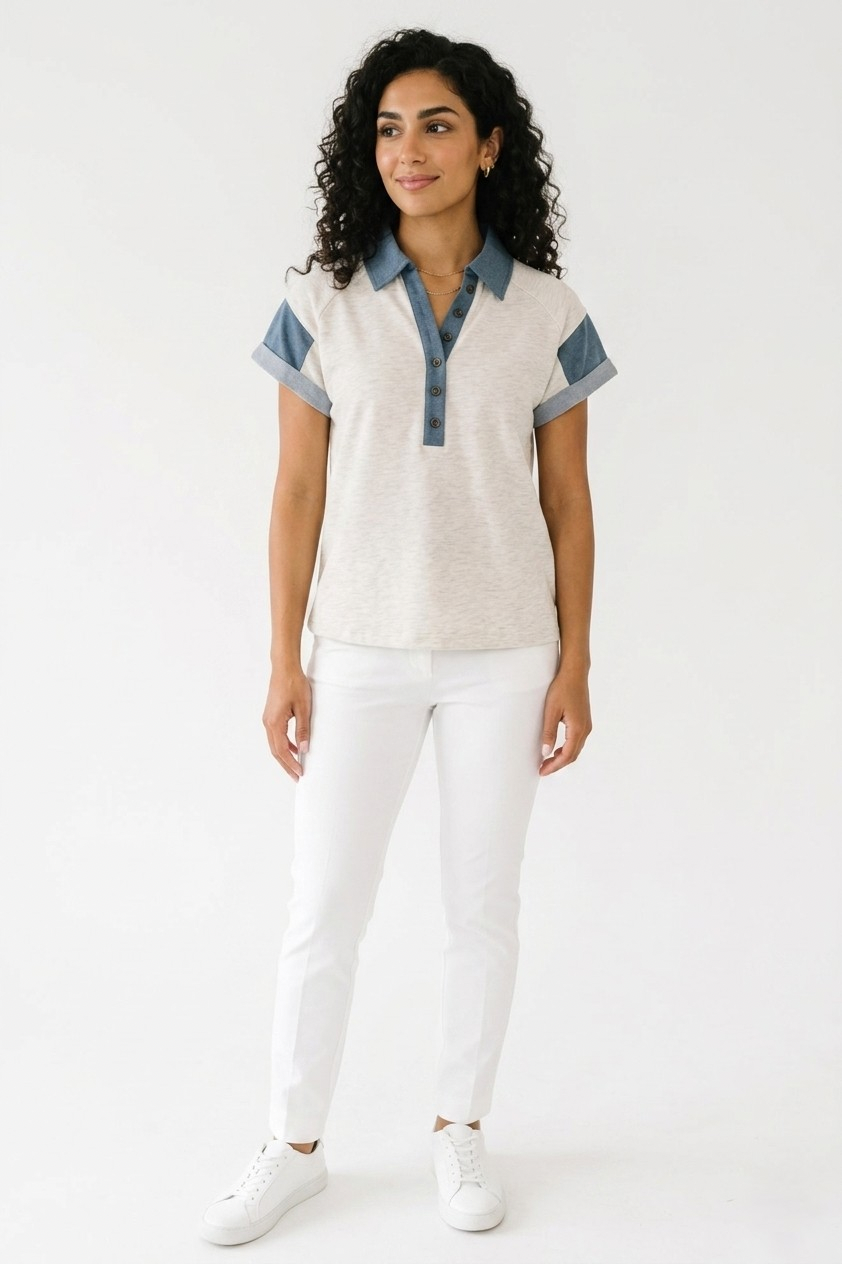 Colette Contrast Collar Henley