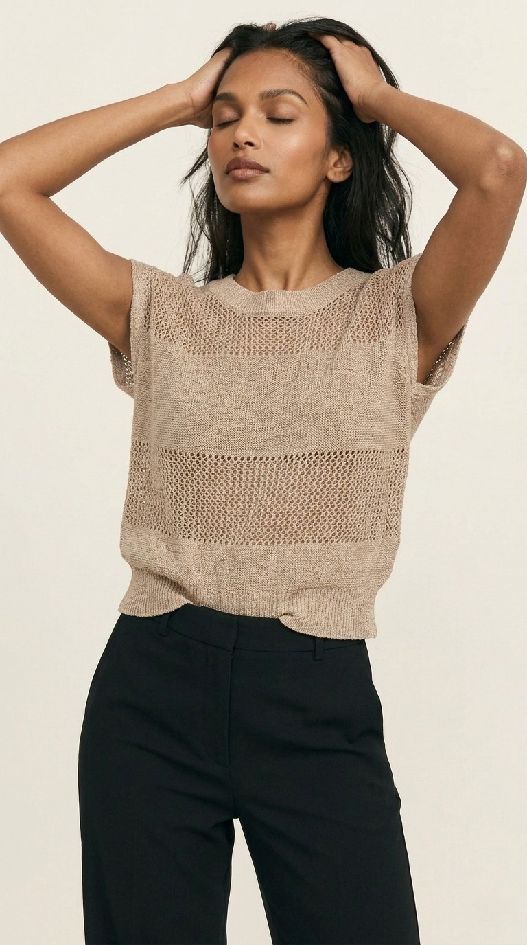 Treillis Cap Sleeve Sweater