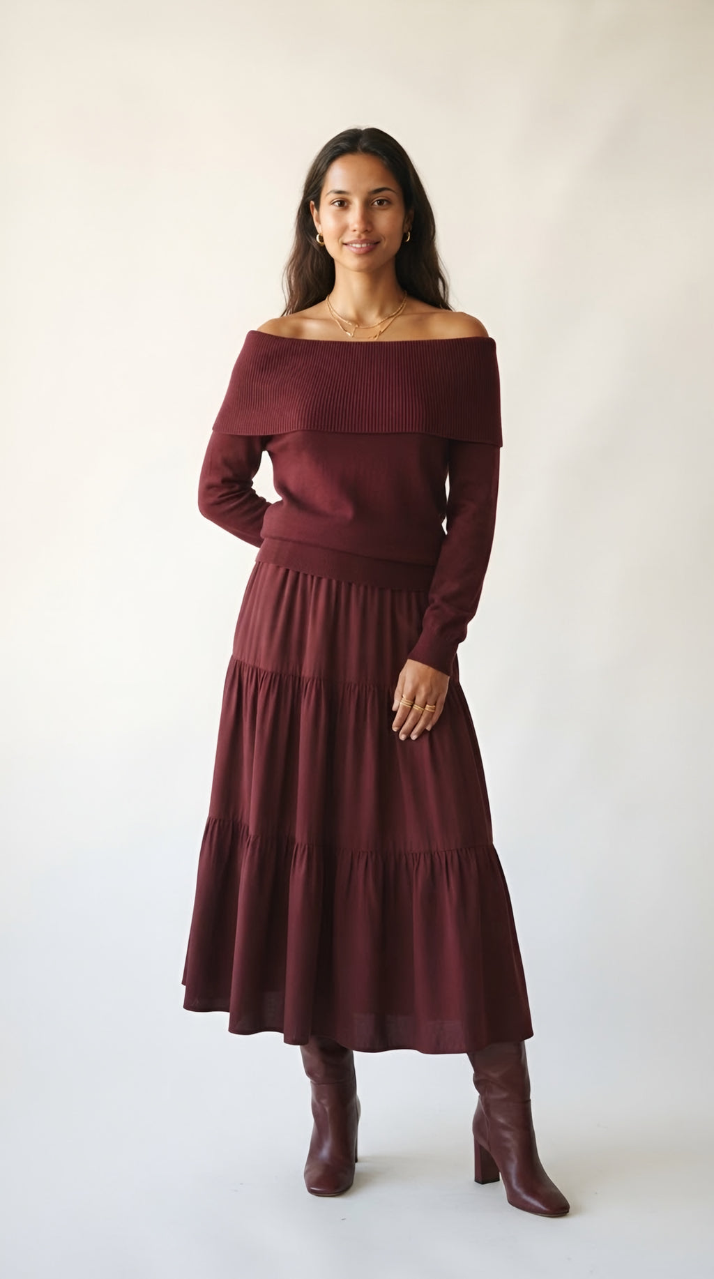 Bardot Ribbed Off Shoulder Sweater