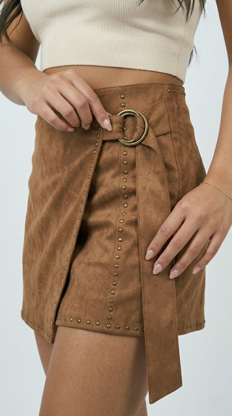 Licol Studded Wrap Mini Skirt