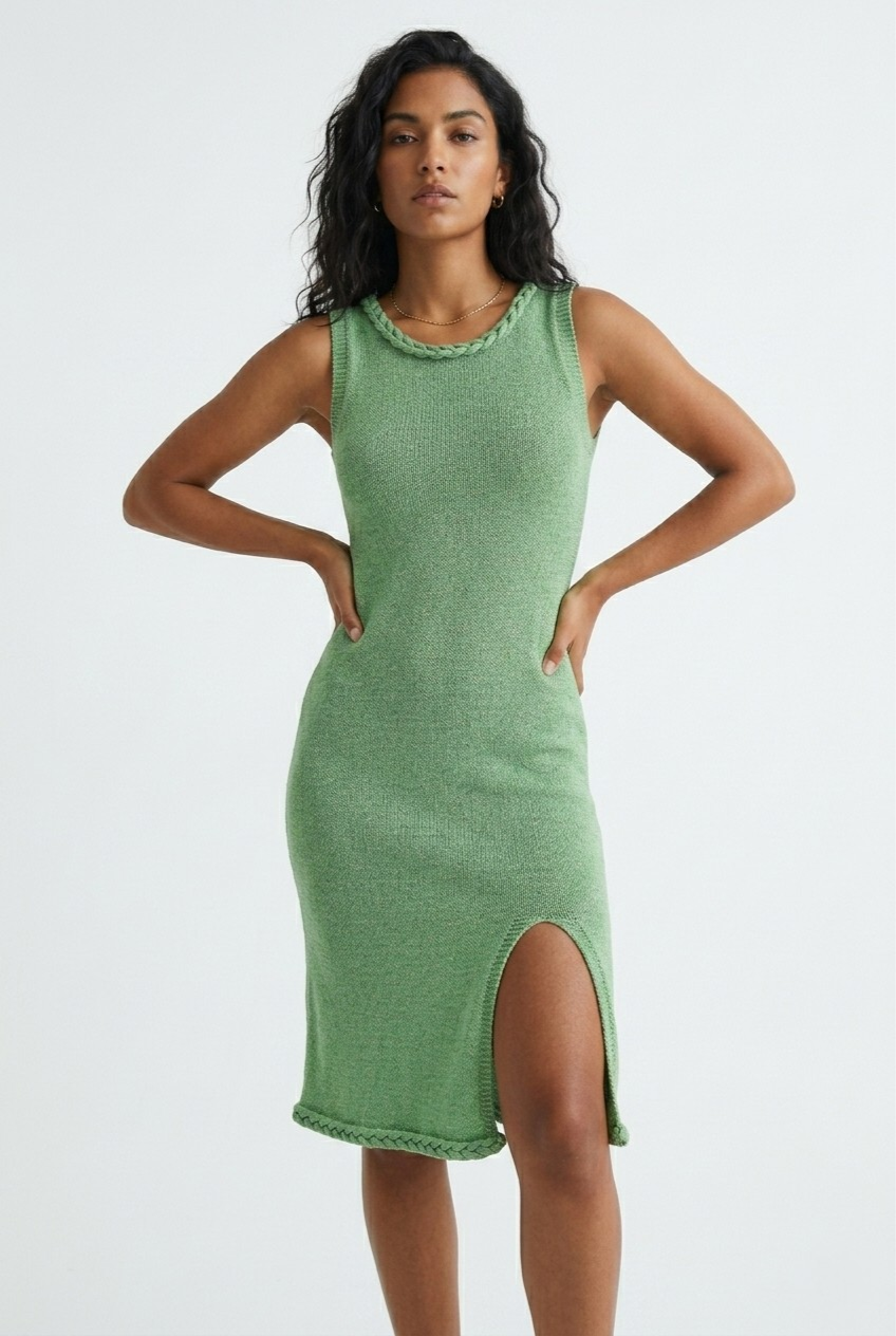Tresse Braided Knit Midi Dress