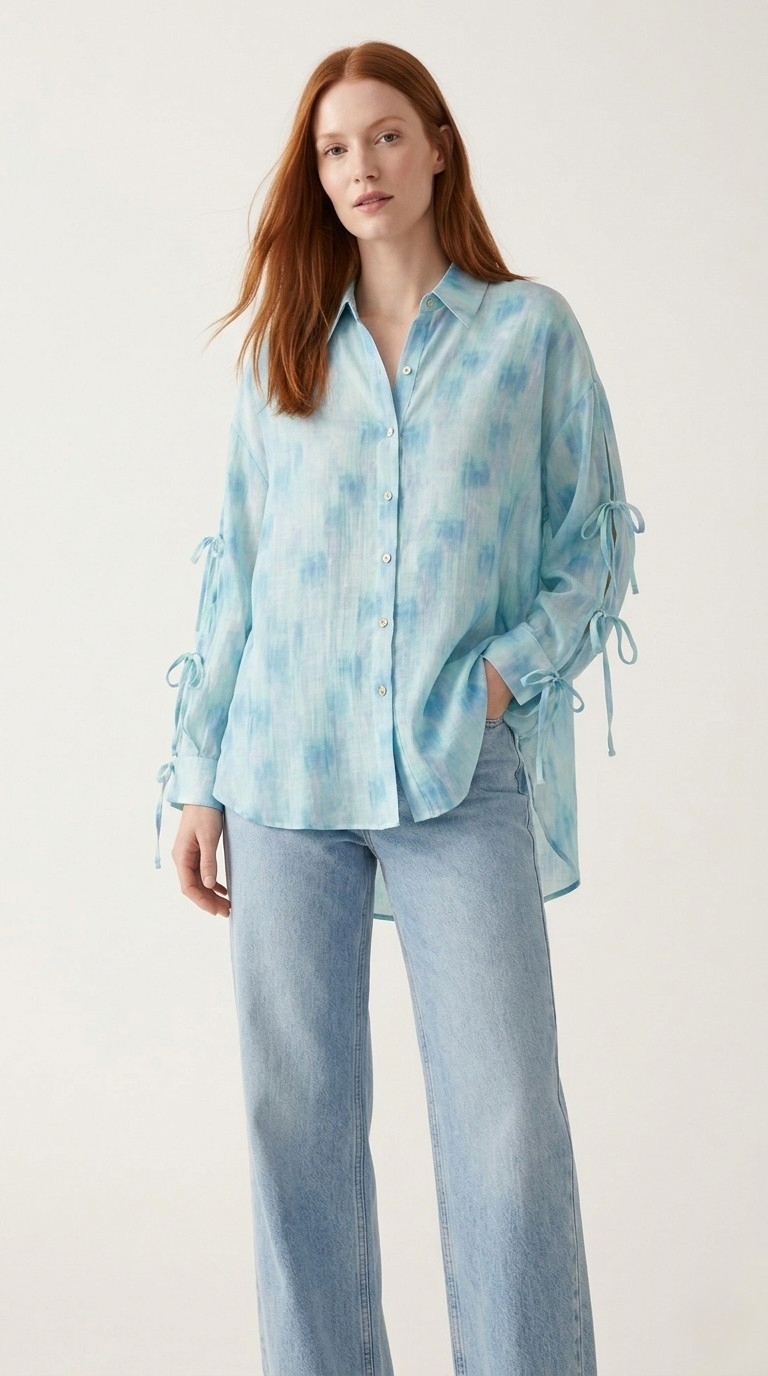 Aquarelle Tie Sleeve Blouse