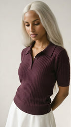 Tricot Textured Knit Polo Shirt