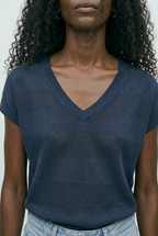 Onde Navy Stripe Texture Knit Sweater