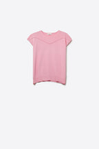 Nervuré Pink Cap Sleeve Knit Sweater