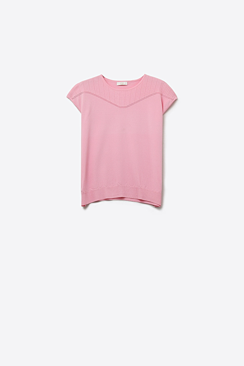 Nervuré Pink Cap Sleeve Knit Sweater