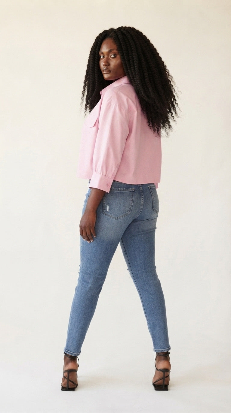 Bouton Cropped Pocket Shirt