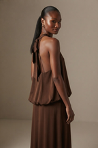 Sérénade Bow Back Halter Maxi Dress