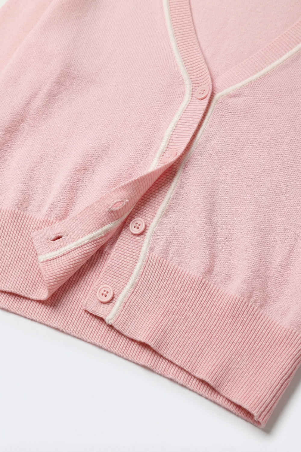 Contour Pink Contrast Trim Cardigan