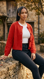 Bouton Couvert Fluffy Cardigan