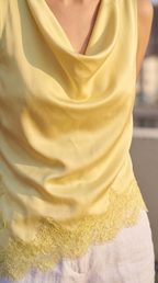 Asymétrie Satin Lace Top