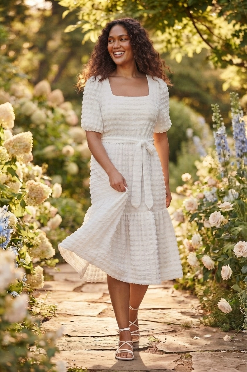 Soufflé Bubble Knit Midi Dress