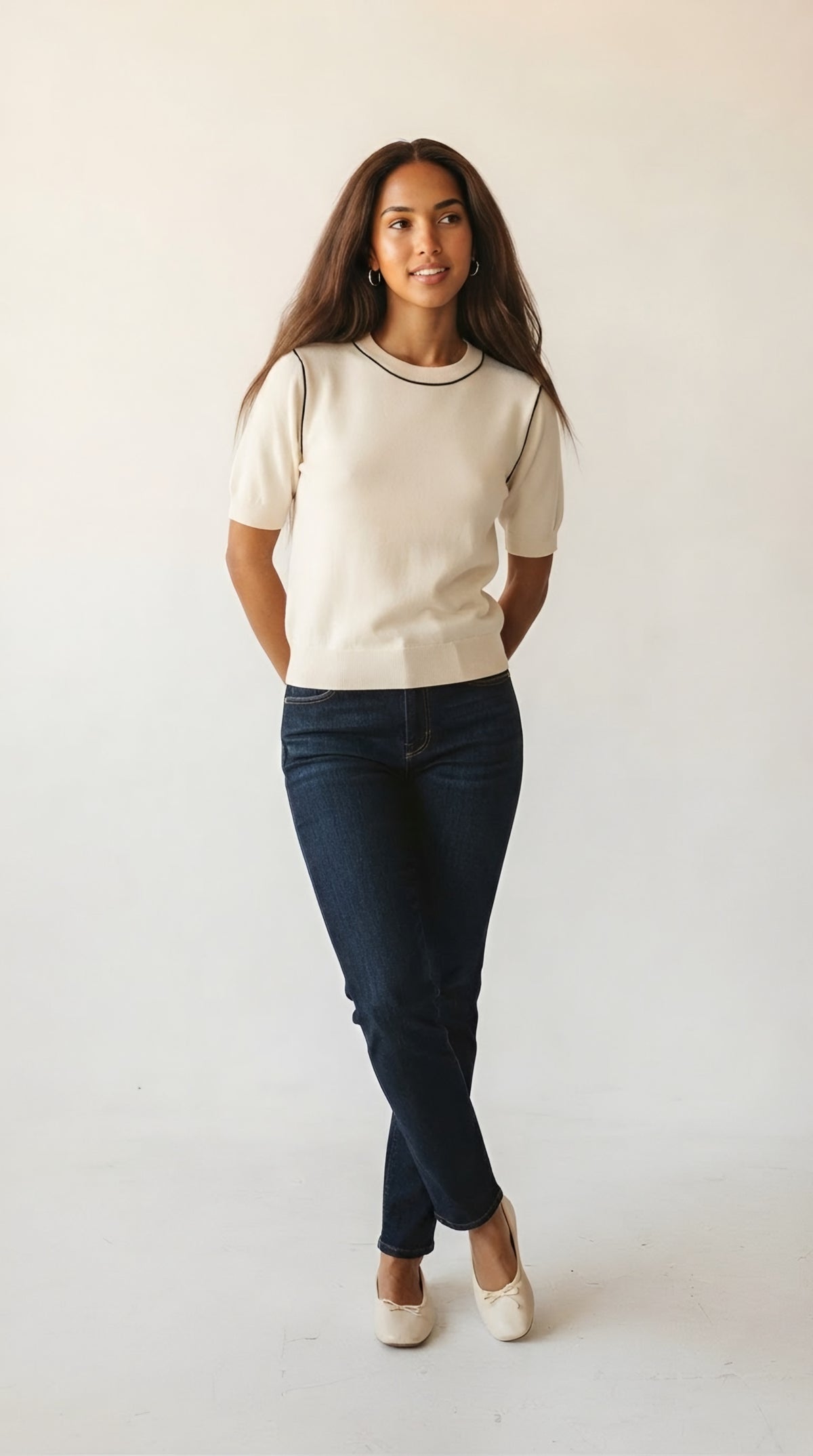 Nervuré Cap Sleeve Knit Sweater