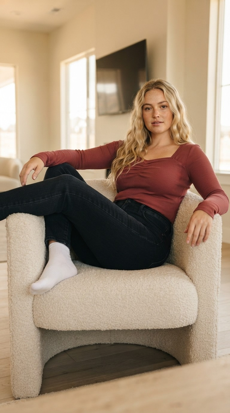 Grenat Gathered Ribbed Top