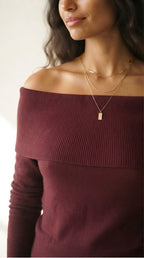 Bardot Ribbed Off Shoulder Sweater