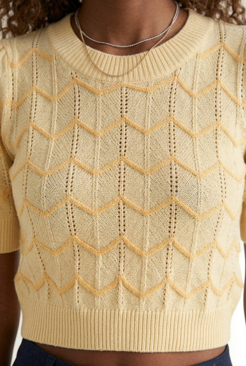 Solstice Herringbone Crop Sweater