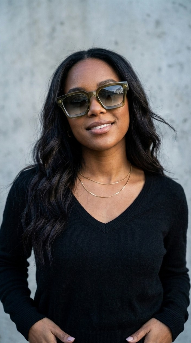 Kaki Gradient Square Shades
