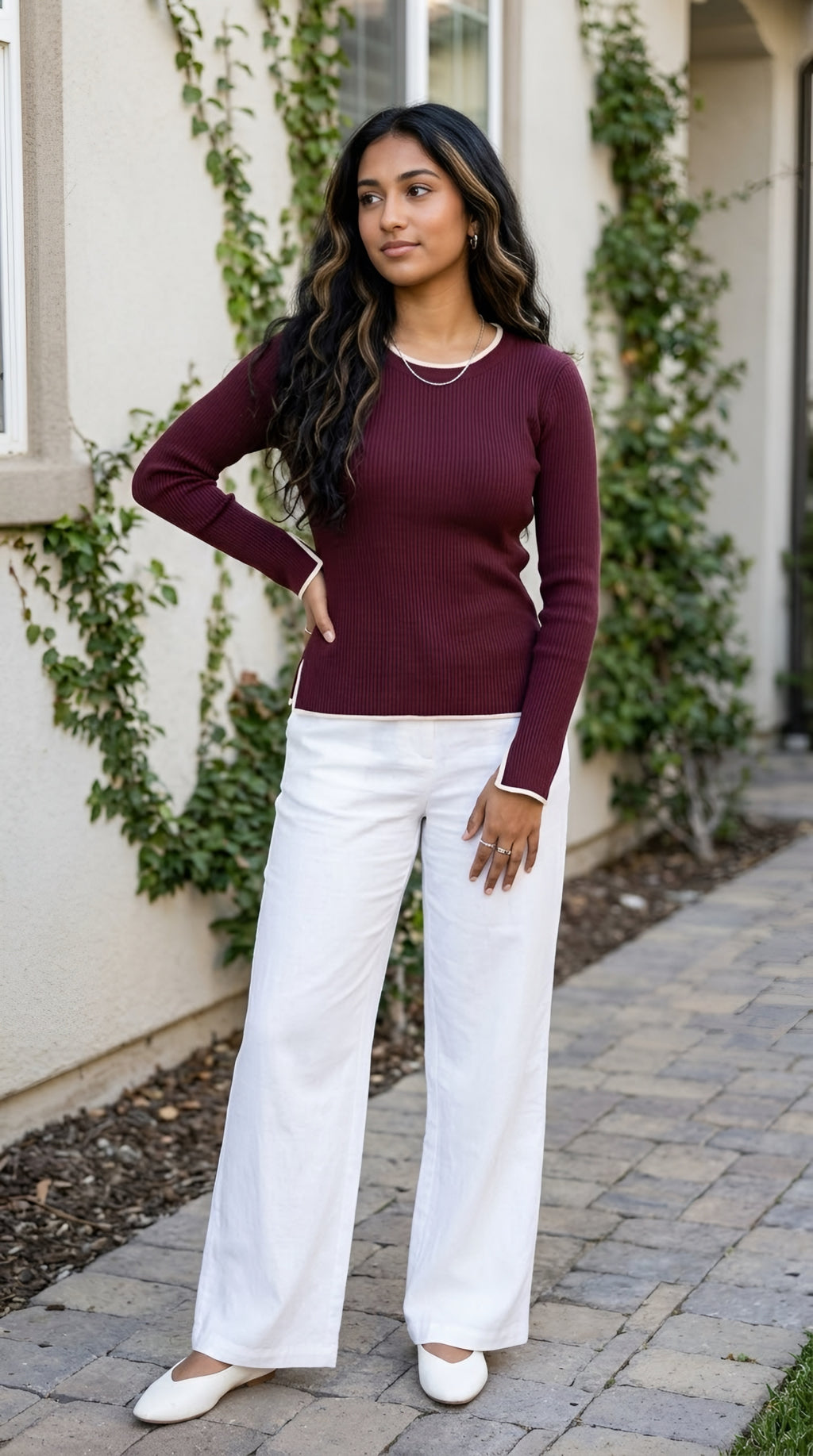 Galon Ribbed Contrast Sweater